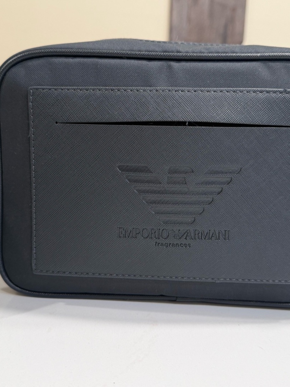 Emporio Armani Black Embossed Logo Toiletry Pouch